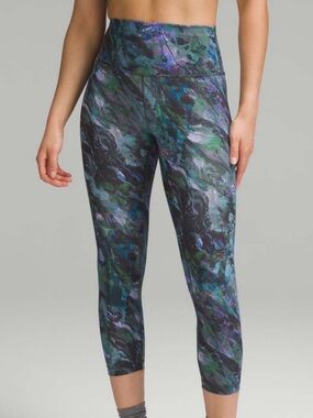 Lululemon Wunder Train High-Rise Crop 23" 6 Molten Flash Green Multi Sport Yoga